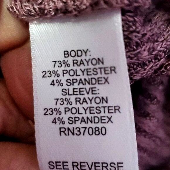 CATO Maroon Pleated Long Sleeve Buttomed Cuffs Ribbed Knit Relaxed Tunic Top - Picture 12 of 13